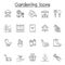 Set of Gardening Related Vector Line Icons. Contains such Icons as gardener, glove, lawnmower, plant, butterfly, fertilization,