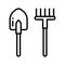 A set of gardening tools. Farm tools outline sign