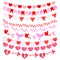 Set of garlands for Valentine s Day isolated on a white background. Vector graphics