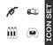 Set Gas tank for vehicle, Gasoline pump nozzle, Industrial gas cylinder and Tanker truck icon. Vector