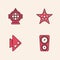 Set Gauge scale, Aqualung, Starfish and Fish icon. Vector