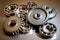 Set of gears and ball-bearings