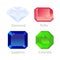 Set of gems. Diamond, emerald, ruby, sapphire. Vector illustration.