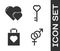 Set Gender, Heart, Shopping bag with heart and Key in heart shape icon