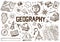 Set of geography symbols. Equipments for web banners. Vintage outline sketch for web banners. Doodle style. Education