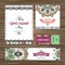 Set of geometric boho colorful flyers. Vector decorative ethnic greeting card or invitation design background