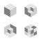 set of geometric cube pattern.Fashion graphic design.Vector illustration. Background design.Optical illusion 3D Modern stylish abs