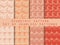 Set of geometric seamless patterns. Peach colour. Collection of vector illustrations.