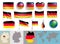 Set of Germany flags of various shapes and maps