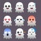 Set of Ghost Emoticon Sticker Isolated