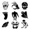 Set of ghost ghouls and alien icons