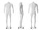 Set of ghost headless mannequins with removable pieces on background