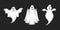 Set of ghosts on black. Vector illustration.