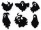 Set of ghosts. Collection of ghosts for Halloween. Stylized mystical creatures. Silhouettes of souls. Vector