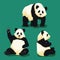 Set of giant panda illustrations