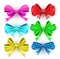 Set gift bows with ribbons.