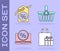 Set Gift box, Discount percent tag, Percent discount and laptop and Shopping basket icon. Vector