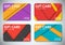 Set of gift cards in the style of the material design