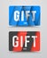 Set of gift cards in the style of material design with diagonal