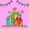 Set Gifts boxes and heart colors