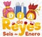 Set of Gifts and Sign for Spanish Dia de Reyes, Vector Illustration