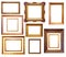 Set of gilded frames. Isolated over white background