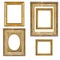 Set of gilded frames isolated on white
