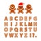 Set Gingerbread Alphabet. Christmas gingerbread letters with glaze.