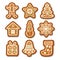 Set of Gingerbread Christmas cookies decorated icing.