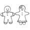 Set of gingerbread men. Shortbread. Boy and Girl. Colorless background. Coloring book for children. Christmas. New Year