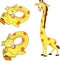 Set of giraffe sleeping, cute, resting different vector