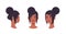 Set girl head avatar front side view female african american character different views for animation