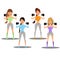 Set of girls engaged in sporting activities , yoga , fitness . Vector
