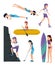 set of girls training exercise activity lifestyle