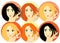 Set of girls, women icon. vector illustration