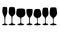 Set of glass goblets for wine and drinks. Isolated on white background. Vector illustration