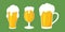 Set of Glass Lager beer icon. Vector beer. Glass of foaming beer isolated on background