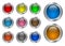 Set of glass, metallic blank web buttons