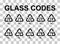 Set of Glass symbol, ecology recycling sign isolated on white background. Package waste icon