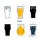 Set of glasses with beer in different styles. Wineglass drinks. Template alcohol beverage for restaurant, bar. Symbol party.