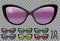 Set glasses.butterfly cat eye shape.transparent different color.sunglasses.3d graphics.pink blue purple yellow  red  green.unisex