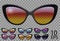 Set glasses.butterfly cat eye shape.transparent different color.sunglasses.3d graphics.rainbow chameleon  pink  blue  purple