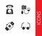 Set Glasses, Emergency call 911, Smart watch with heart and Blood pressure icon. Vector