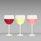 A set of glasses filled with different types of wine. eps 10