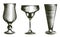 Set of glasses goblets in engraved style.