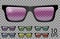 Set glasses.trapezoid shape.transparent different color.sunglasses.3d graphics.pink blue purple yellow  red  green.unisex women