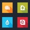 Set Global warming, Eco friendly house, Recycle clean aqua and icon. Vector