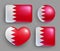 Set of glossy buttons with Bahrain country flag