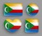 Set of glossy buttons with Comoros country flag