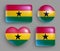 Set of glossy buttons with Ghana country flag